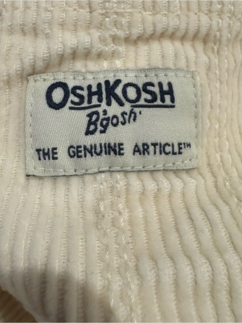 OshKosh B’gosh Vestbak Overalls 3T Cream Ivory Corduroy Bib Toddler Kids